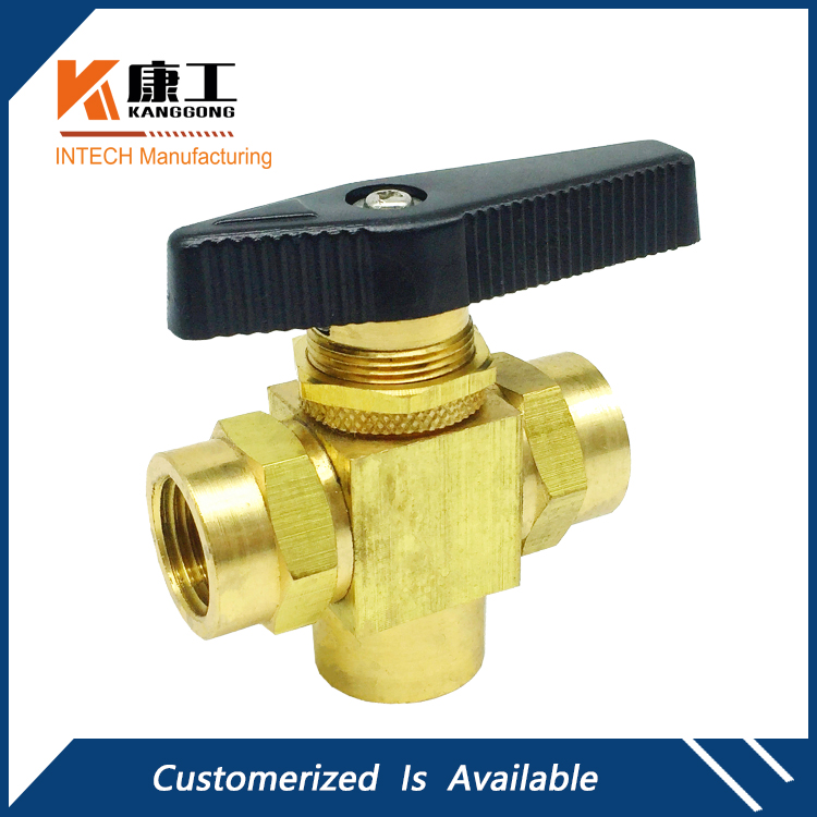 3-Way Diverting Panel Mount Brass Ball Valve