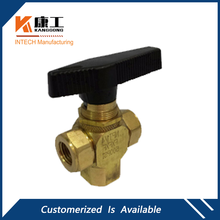 3-Way Diverting Brass Ball Valve,Panel Mountable, 500PSI