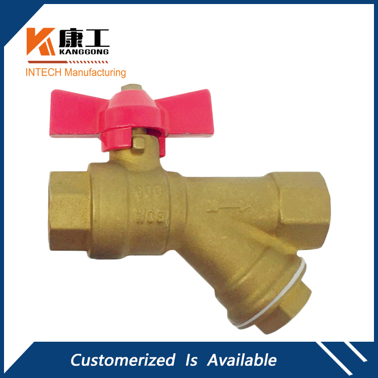 Y Strainer Brass Ball Valve With Female Inlet & Female Outlet