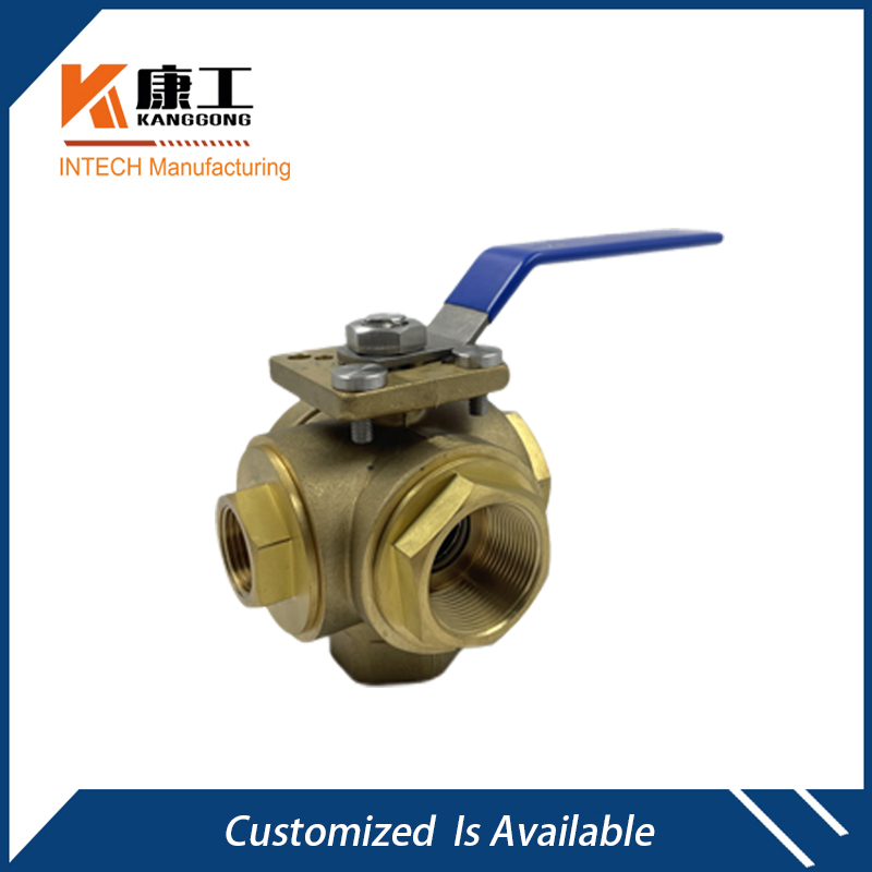 4 Way Diverting Brass Ball Valve with ISO Mounting