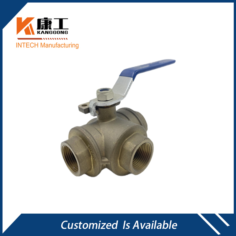 3-Way Diverting Brass Ball Valve with ISO Mounting